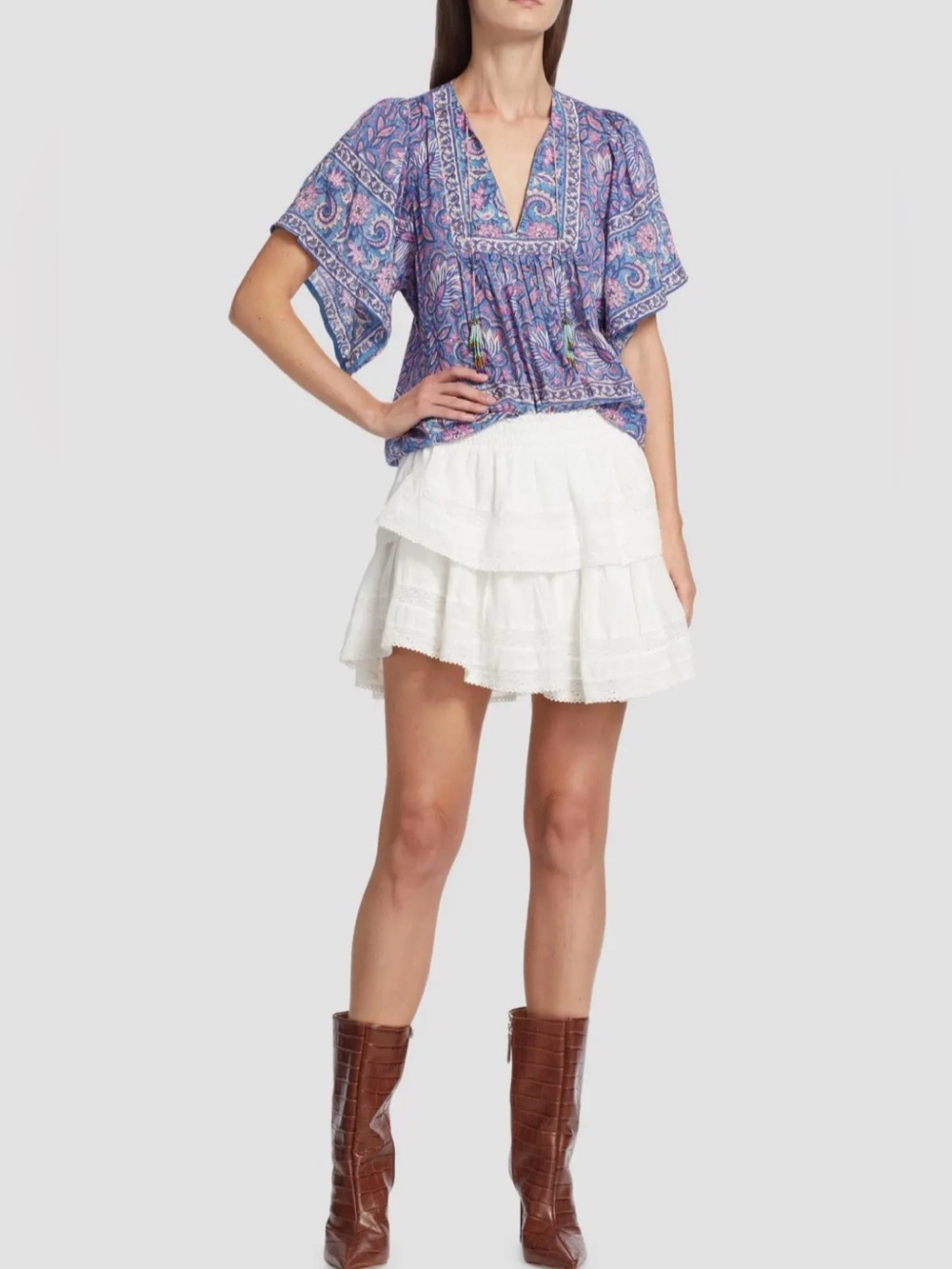 Love Shack Fancy Tiered Ruffle Mini Skirt
